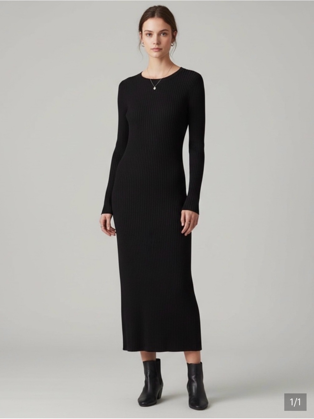 Black Ribbed Sweater Dress